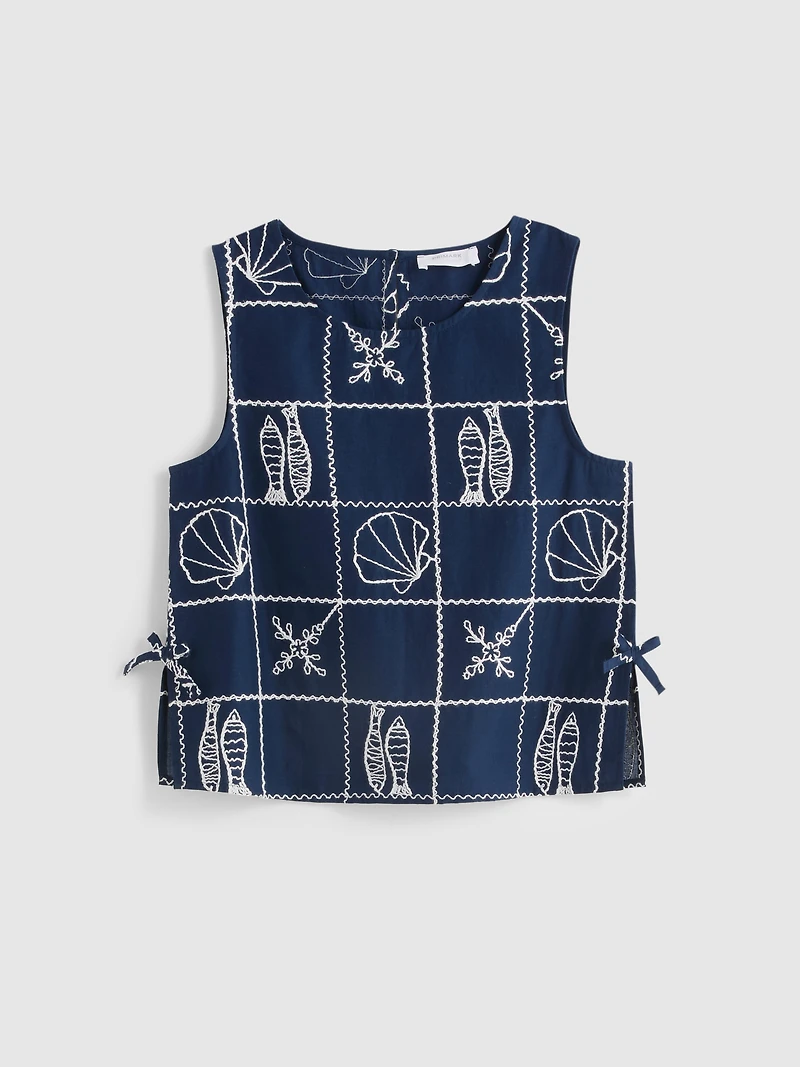 7-15yrs | Embroidered Sleeveless Blouse