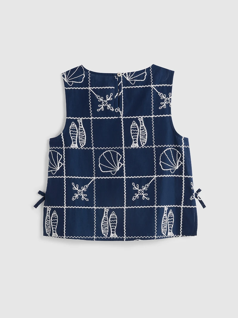 7-15yrs | Embroidered Sleeveless Blouse