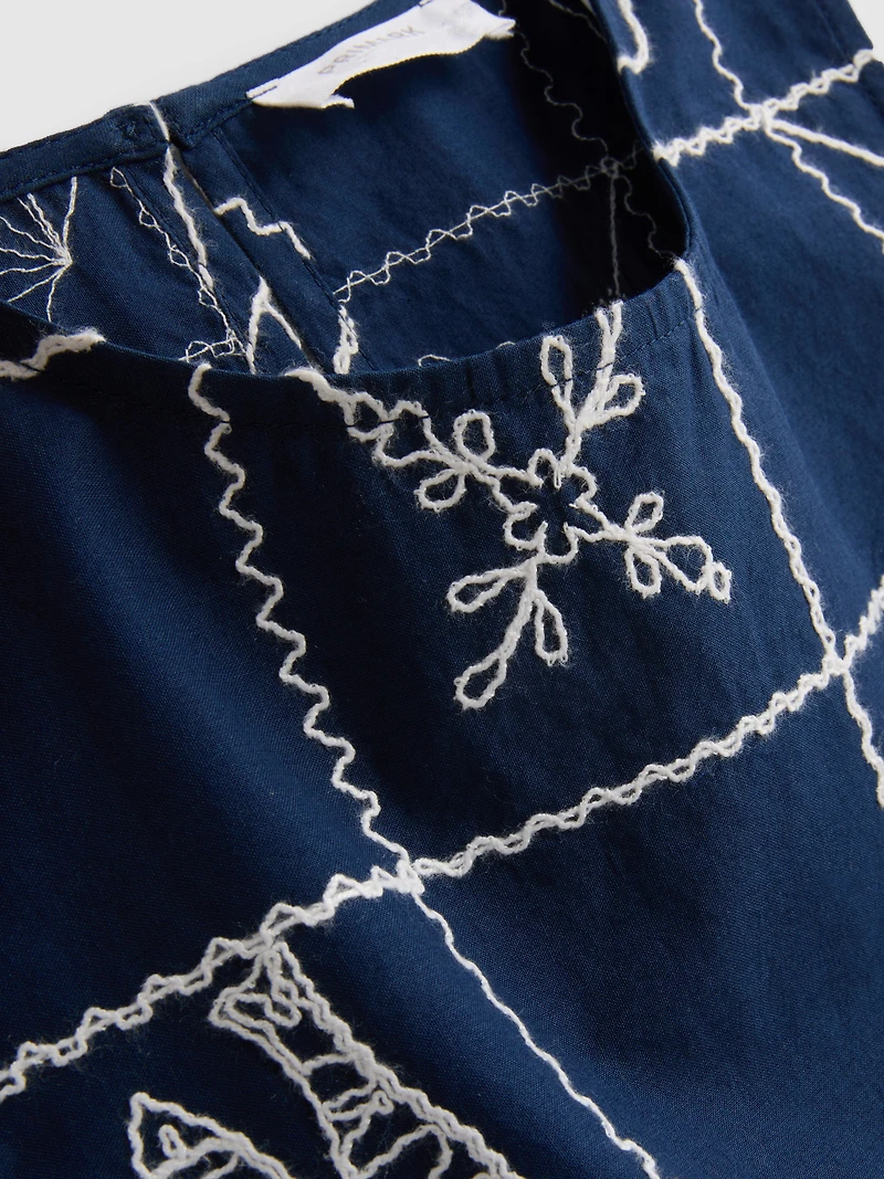 7-15yrs | Embroidered Sleeveless Blouse