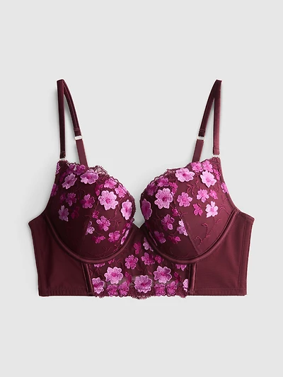 Floral Embroidered Longline Bra