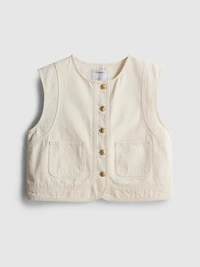 Cotton Front-Pocket Cropped Vest