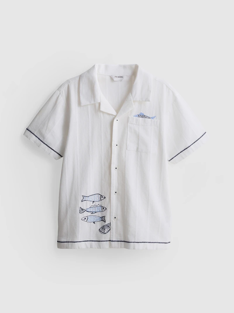 7-15yrs | Fish Embroidered Shirt