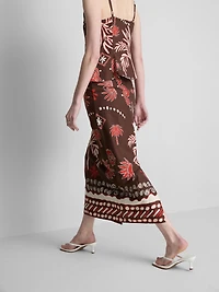 The Edit Linen-Blend Printed Midi Skirt