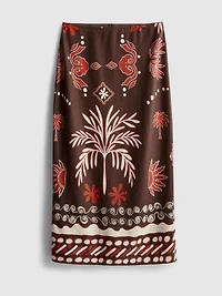 The Edit Linen-Blend Printed Midi Skirt