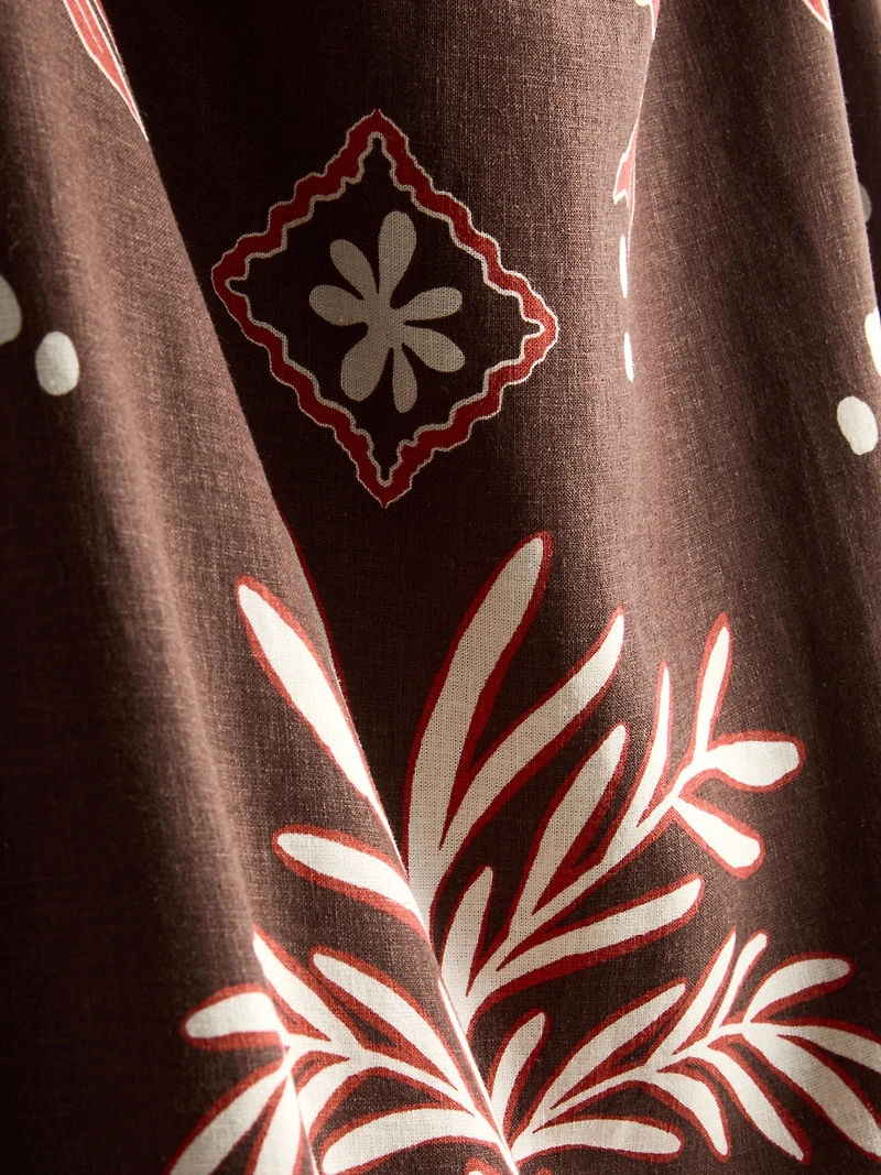 The Edit Linen-Blend Printed Midi Skirt