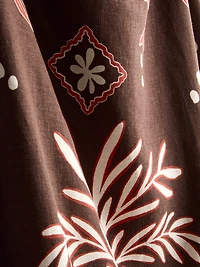 The Edit Linen-Blend Printed Midi Skirt
