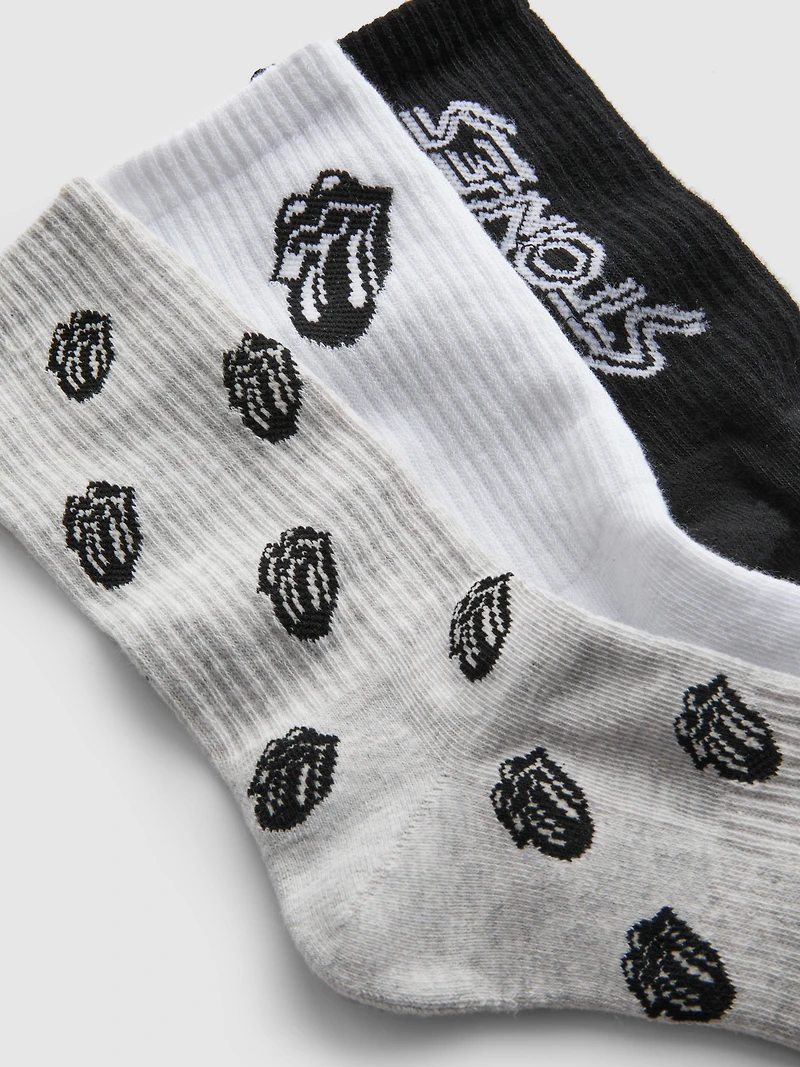 3pk Rolling Stones Ribbed Socks