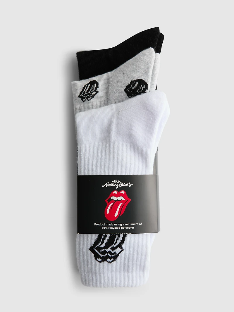 3pk Rolling Stones Ribbed Socks