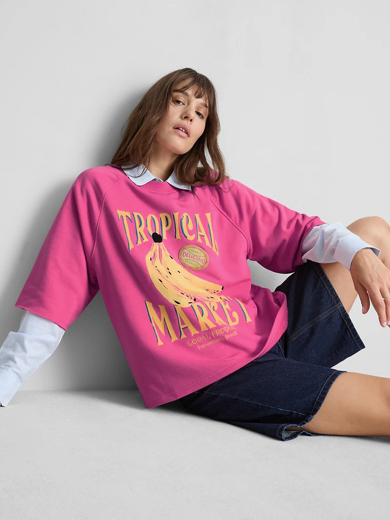 Cotton-Rich Short-Sleeve Banana Sweatshirt