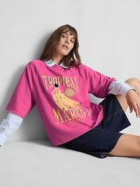 Cotton-Rich Short-Sleeve Banana Sweatshirt