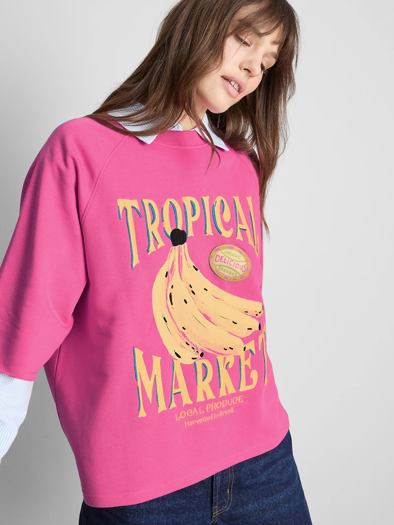 Cotton-Rich Short-Sleeve Banana Sweatshirt