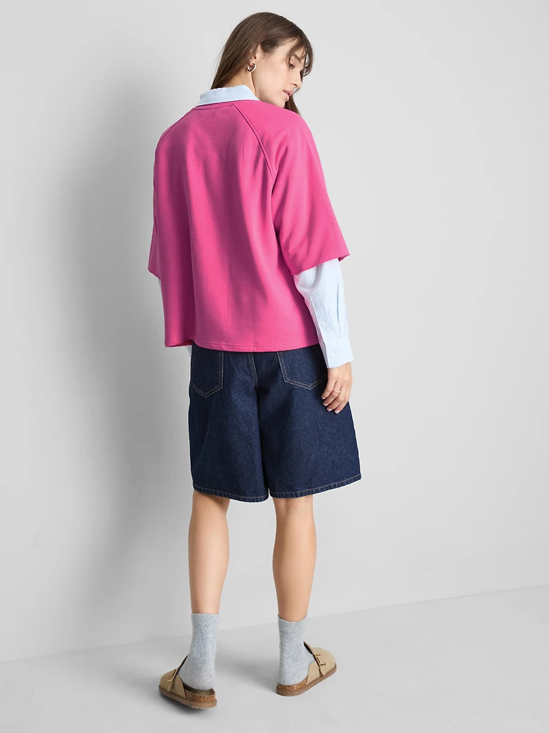 Cotton-Rich Short-Sleeve Banana Sweatshirt