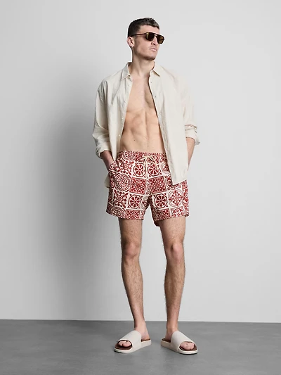 Tile-Print Swim Shorts