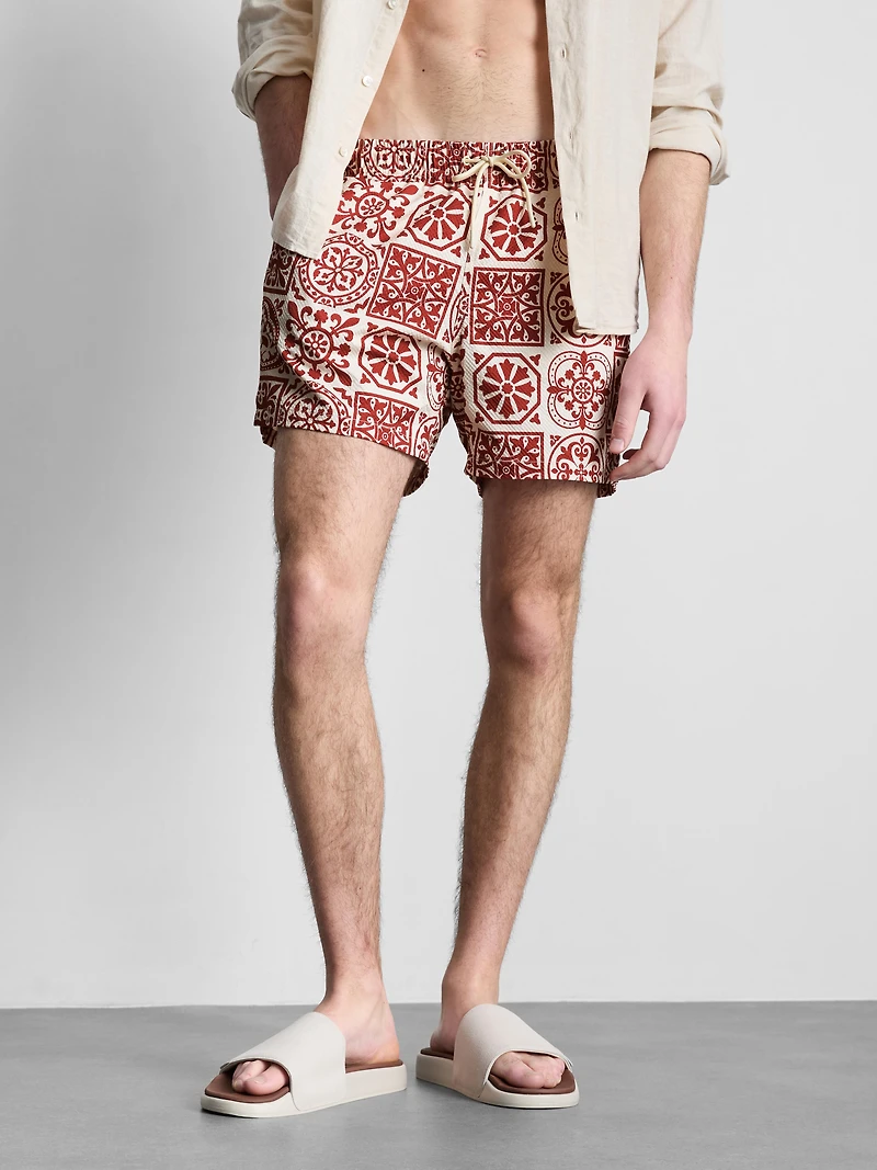 Tile-Print Swim Shorts