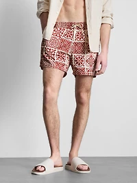 Tile-Print Swim Shorts