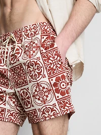 Tile-Print Swim Shorts