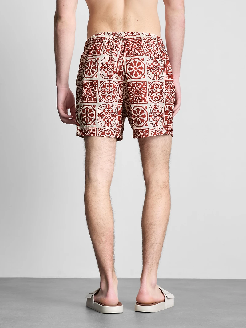 Tile-Print Swim Shorts