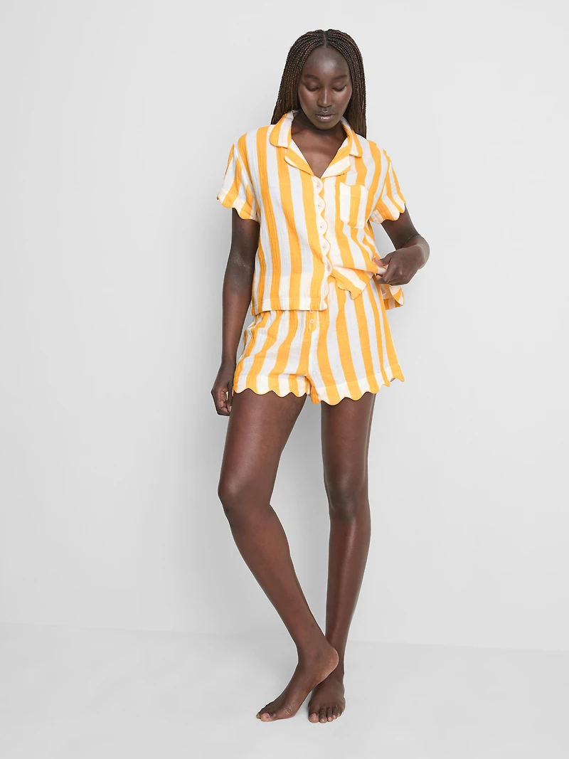 Love To Lounge Cotton Ruffle Pajama Shirt