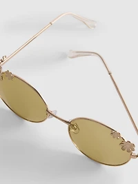 Round Flower-Detail Sunglasses
