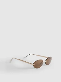 Rimless Oval-Lens Sunglasses