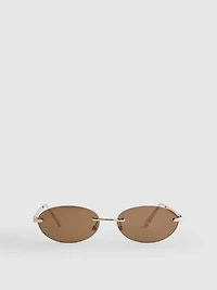 Rimless Oval-Lens Sunglasses