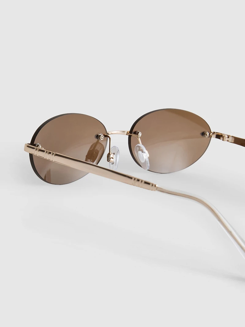 Rimless Oval-Lens Sunglasses