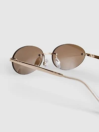 Rimless Oval-Lens Sunglasses