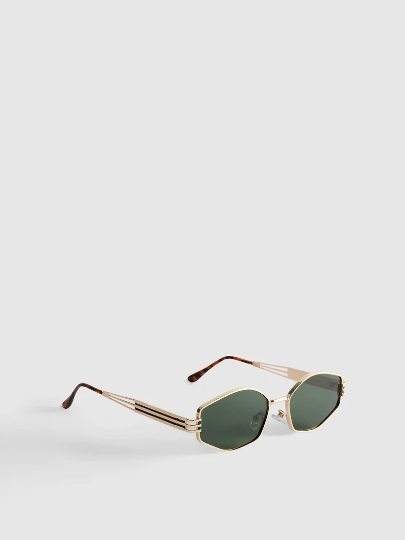 Geometric Metal Frame Sunglasses