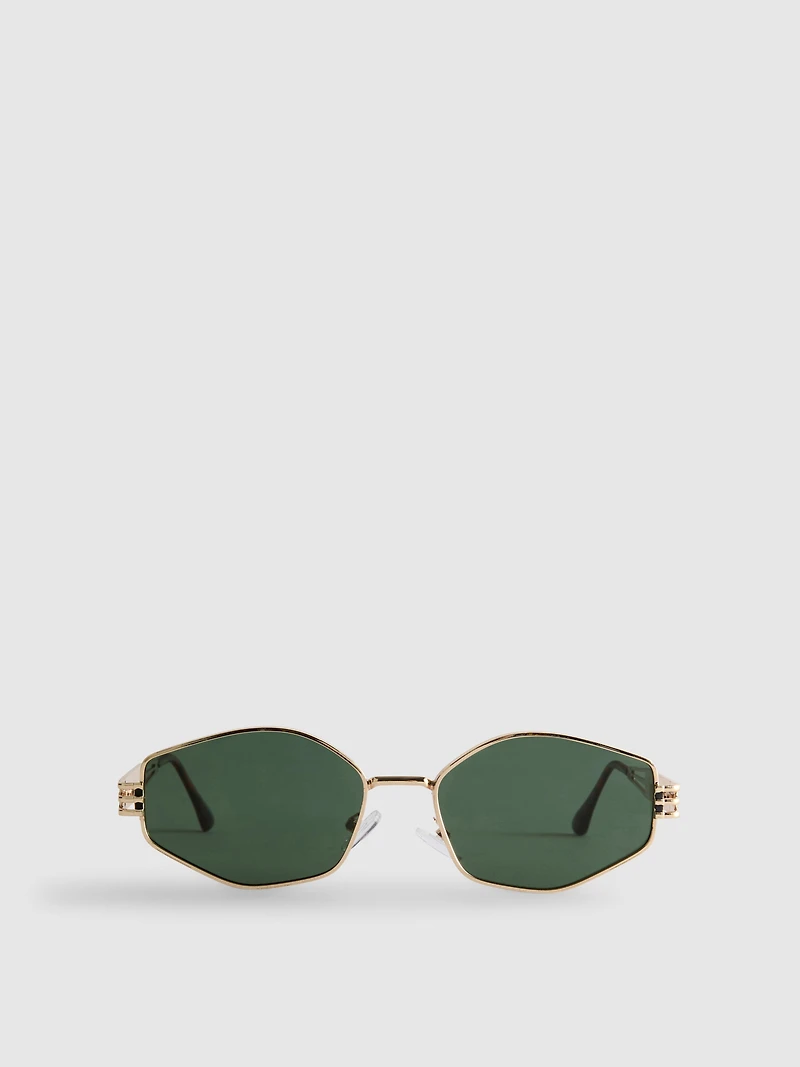 Geometric Metal Frame Sunglasses