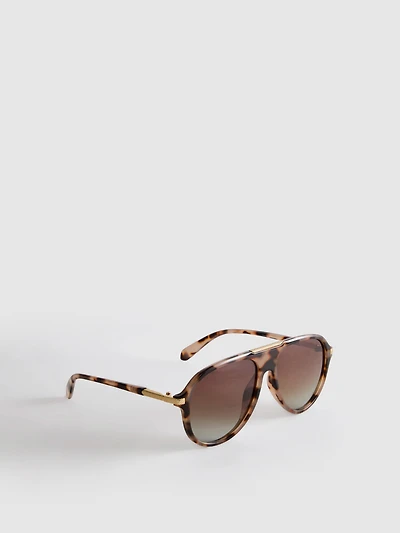 Metal-Trim Aviator-Style Sunglasses