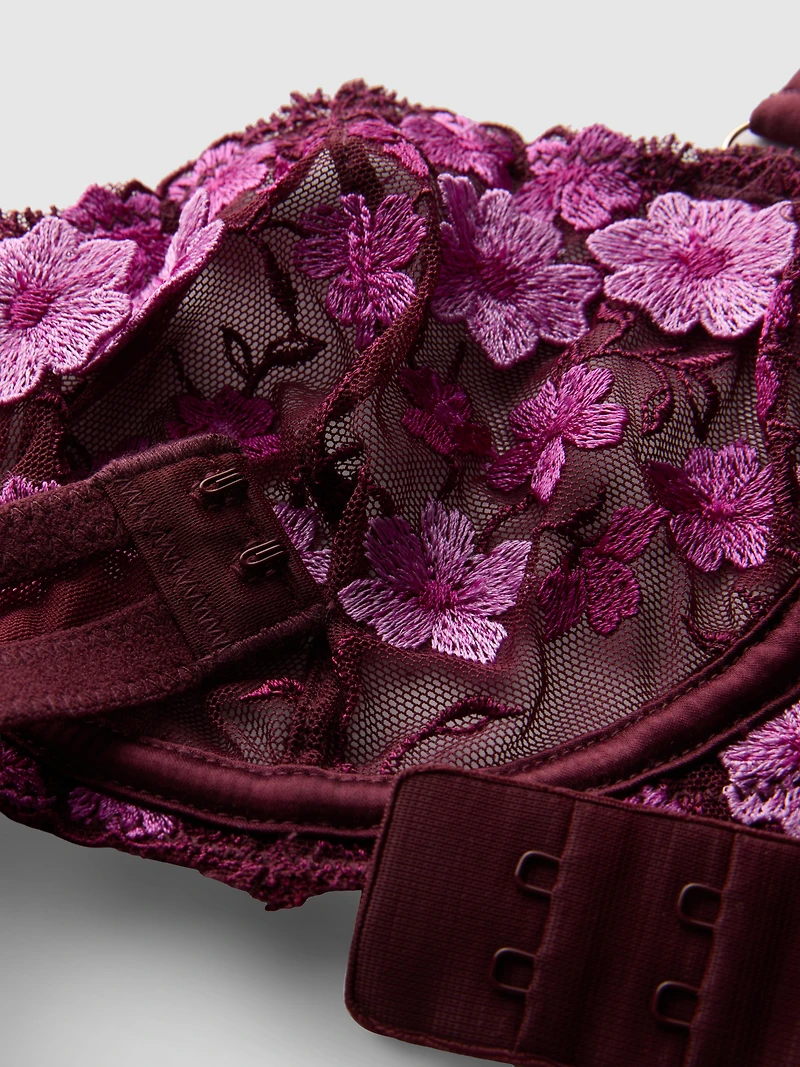 Floral Embroidered Non-Padded Balcony Bra