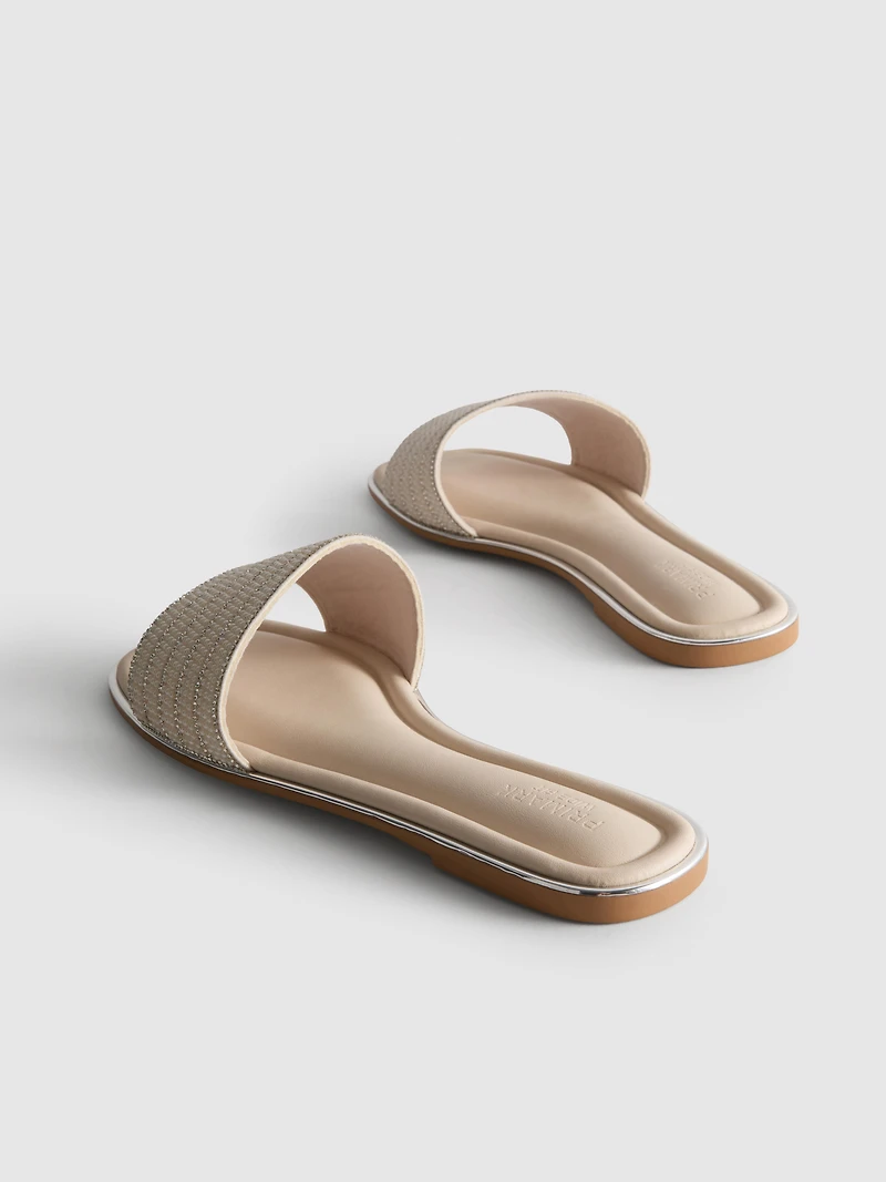 Rhinestone Bead Mule Sandals
