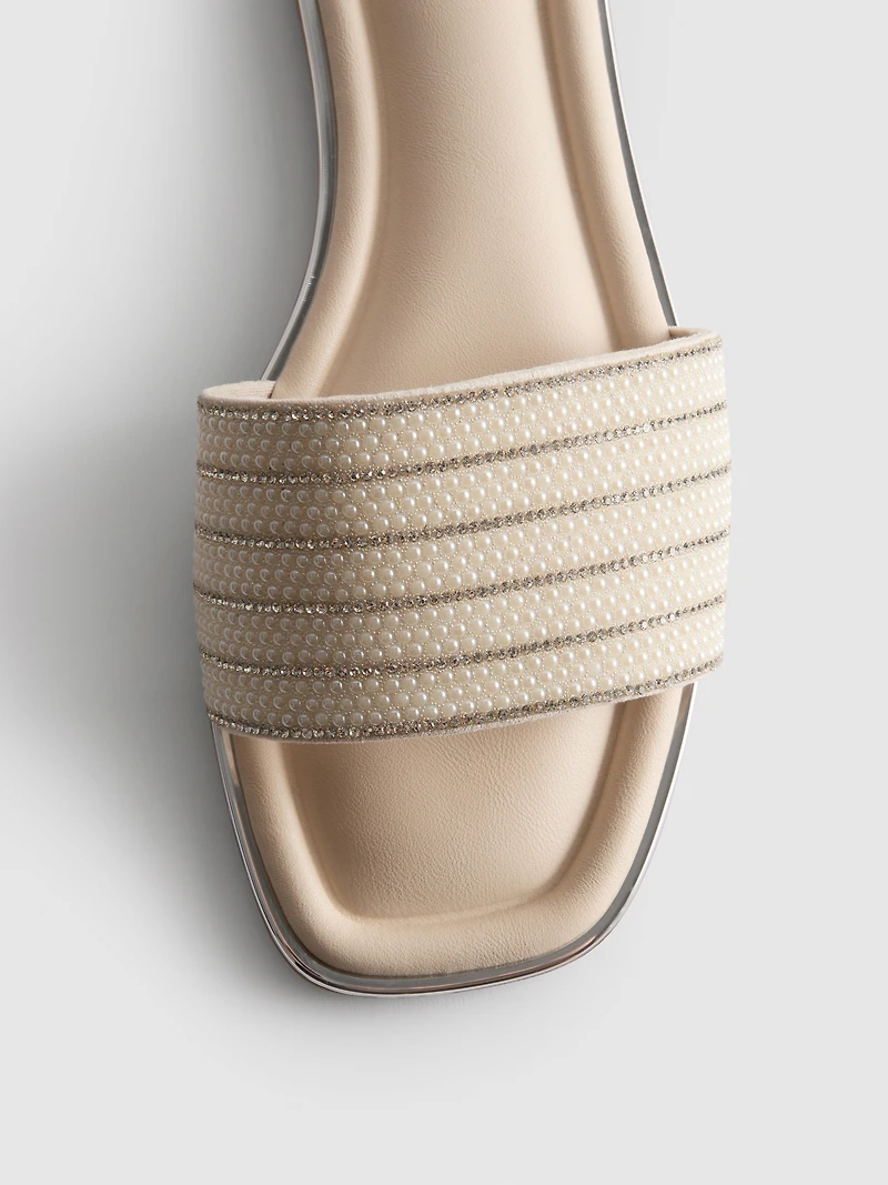 Rhinestone Bead Mule Sandals