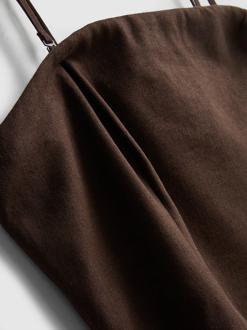 The Edit Linen-Blend Tiered Midi Dress