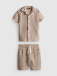 1.5-9yrs | Stripe Knit Shirt and Shorts Set
