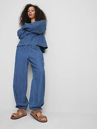 Paula Echevarría Cotton-Rich Denim Harem Pants
