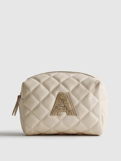 Quilted Initial Makeup Bag