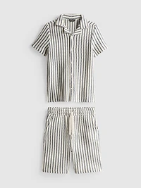 7-15yrs | Stripe Knit Shirt and Shorts Set