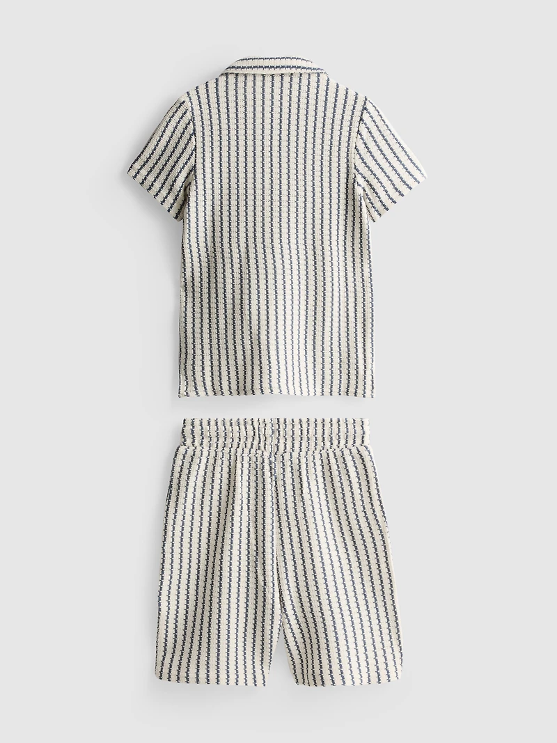 7-15yrs | Stripe Knit Shirt and Shorts Set