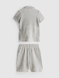 7-15yrs | Stripe Knit Shirt and Shorts Set