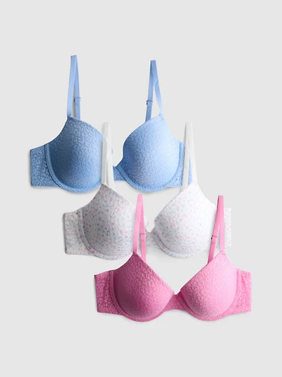 3-Pack Lace T-Shirt Bras