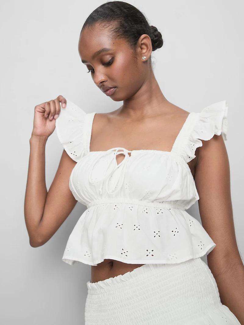The Primark Scene | Cotton Eyelet Ruffle Crop Top
