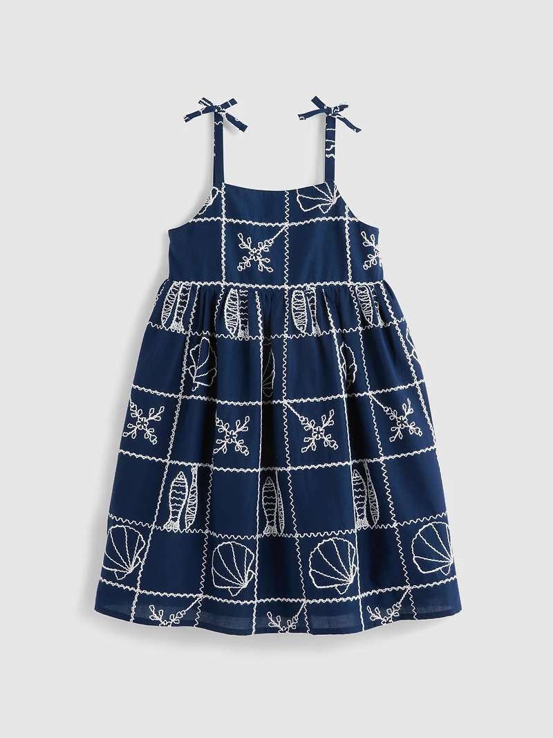 1.5-9yrs | Spaghetti Strap Embroidered Smock Dress