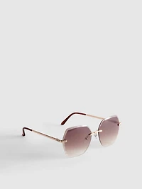 Rimless Square Diamanté Sunglasses