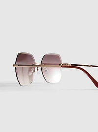 Rimless Square Diamanté Sunglasses