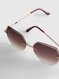 Rimless Square Diamanté Sunglasses