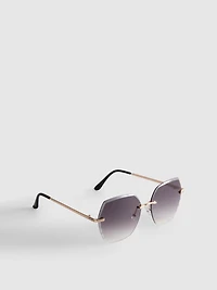 Rimless Square Diamanté Sunglasses