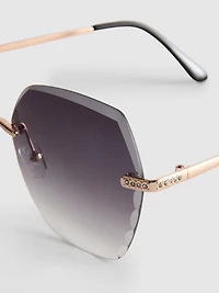 Rimless Square Diamanté Sunglasses