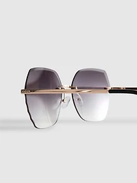 Rimless Square Diamanté Sunglasses
