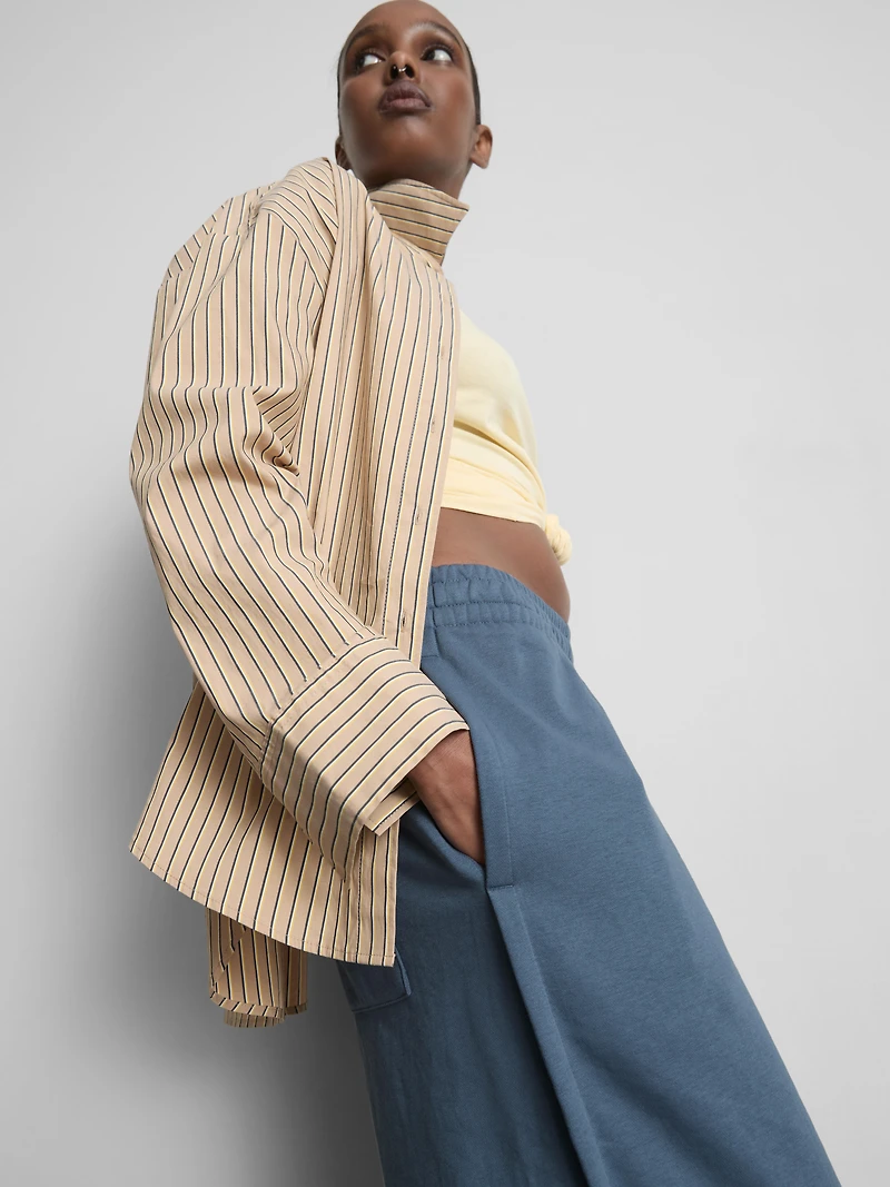 Cotton-Rich Wide-Leg Pleated Joggers